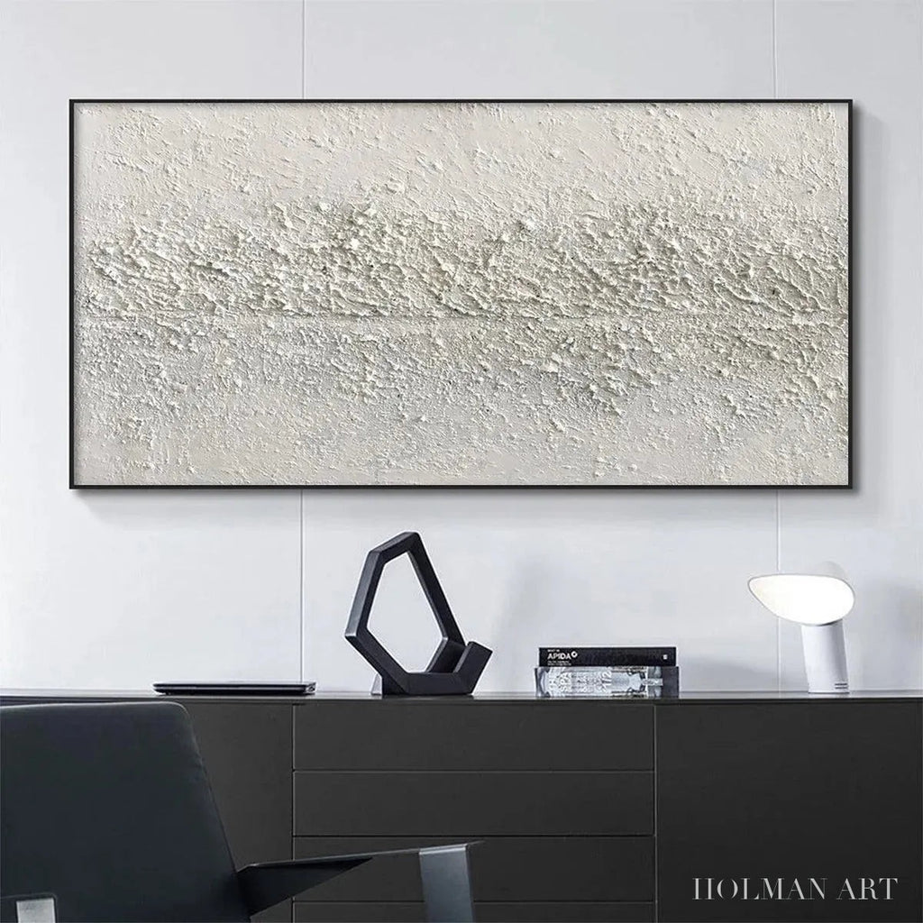 HOLMAN ART Textured Whispers – Textured Minimalist Abstract Painting in White - image 2