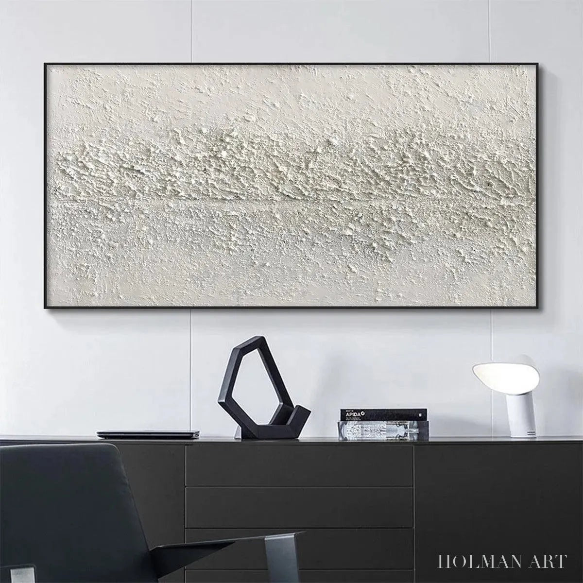 HOLMAN ART Textured Whispers – Textured Minimalist Abstract Painting in White - image 2