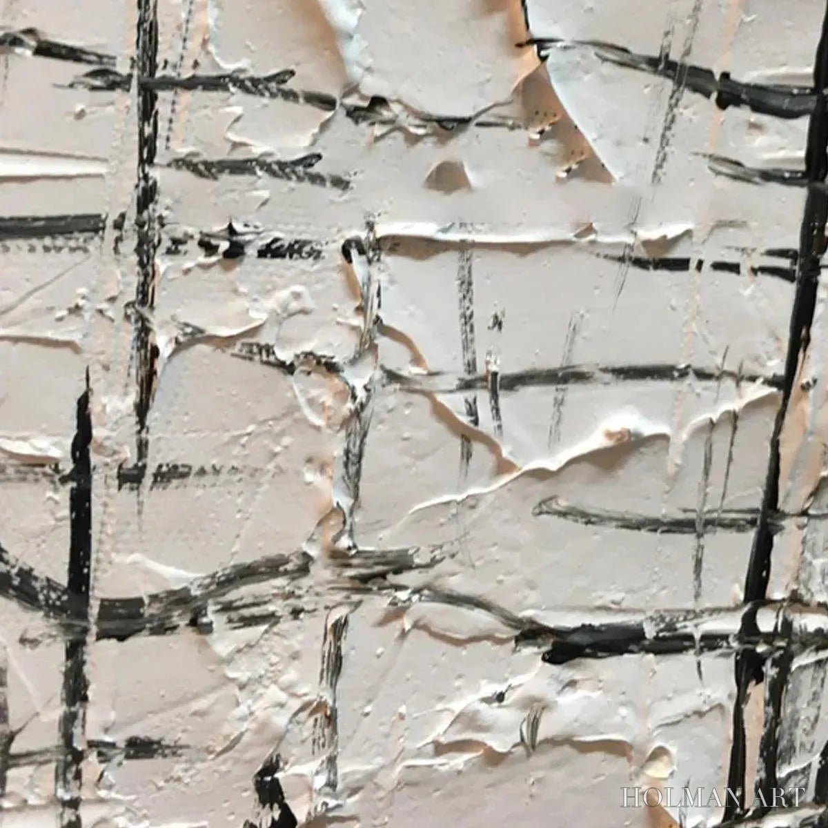 HOLMAN ART Woven Lines – Textured Minimalist Abstract Painting in Black and White - image 5