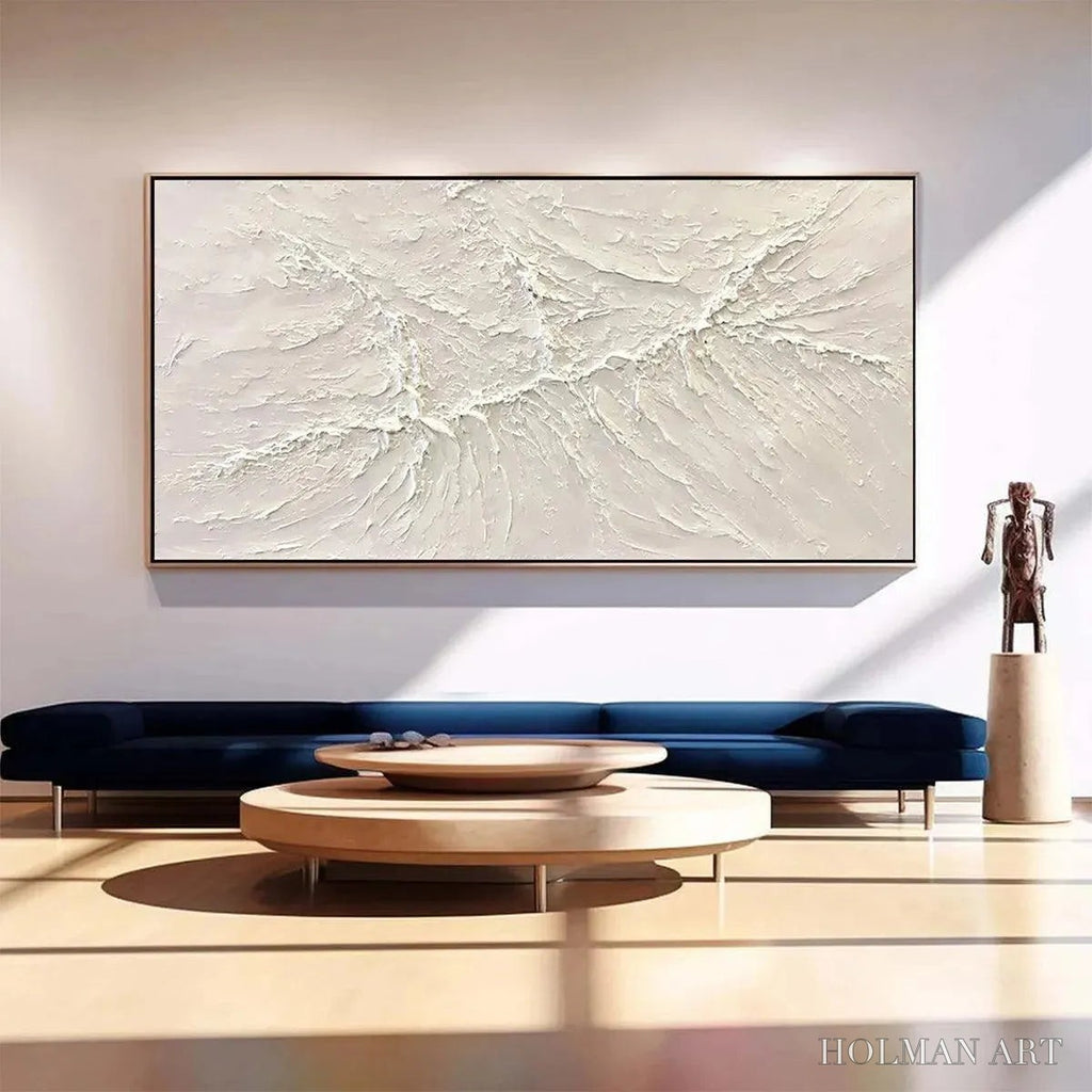 HOLMAN ART White Sands – Textured Minimalist Abstract Painting in White - image 4