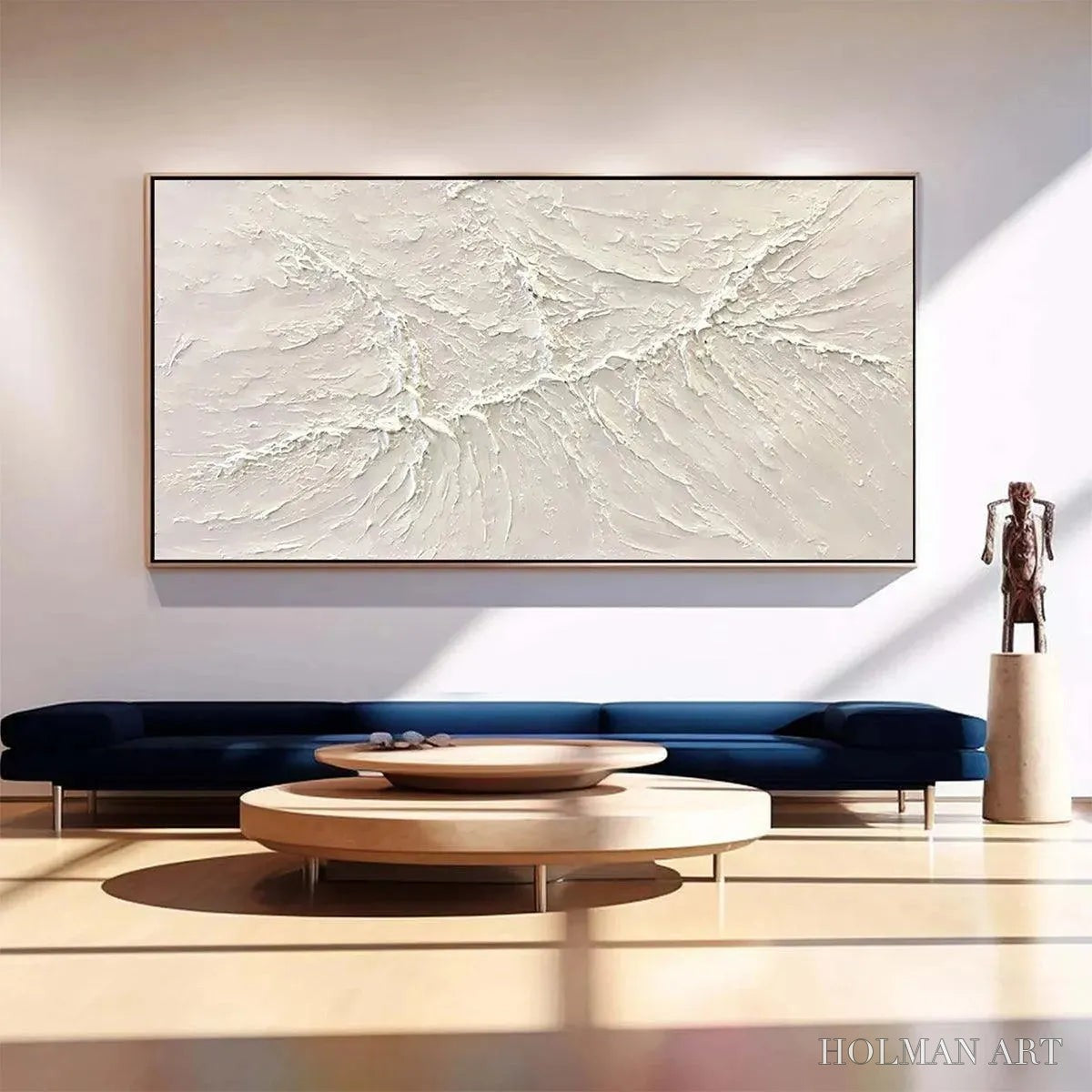 HOLMAN ART White Sands – Textured Minimalist Abstract Painting in White - image 4