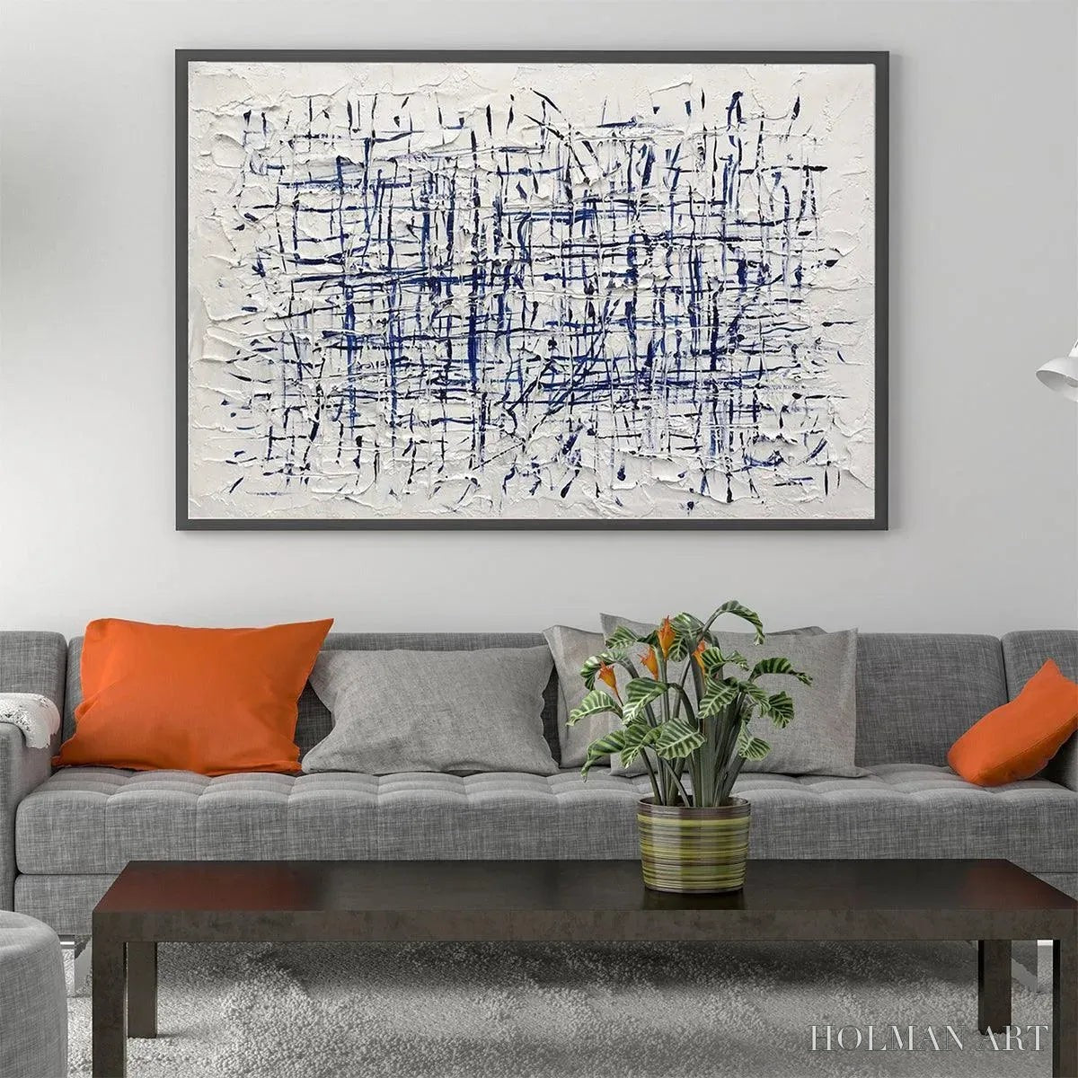 HOLMAN ART Blue Weave – Textured Abstract Painting in Blue and White - image 2