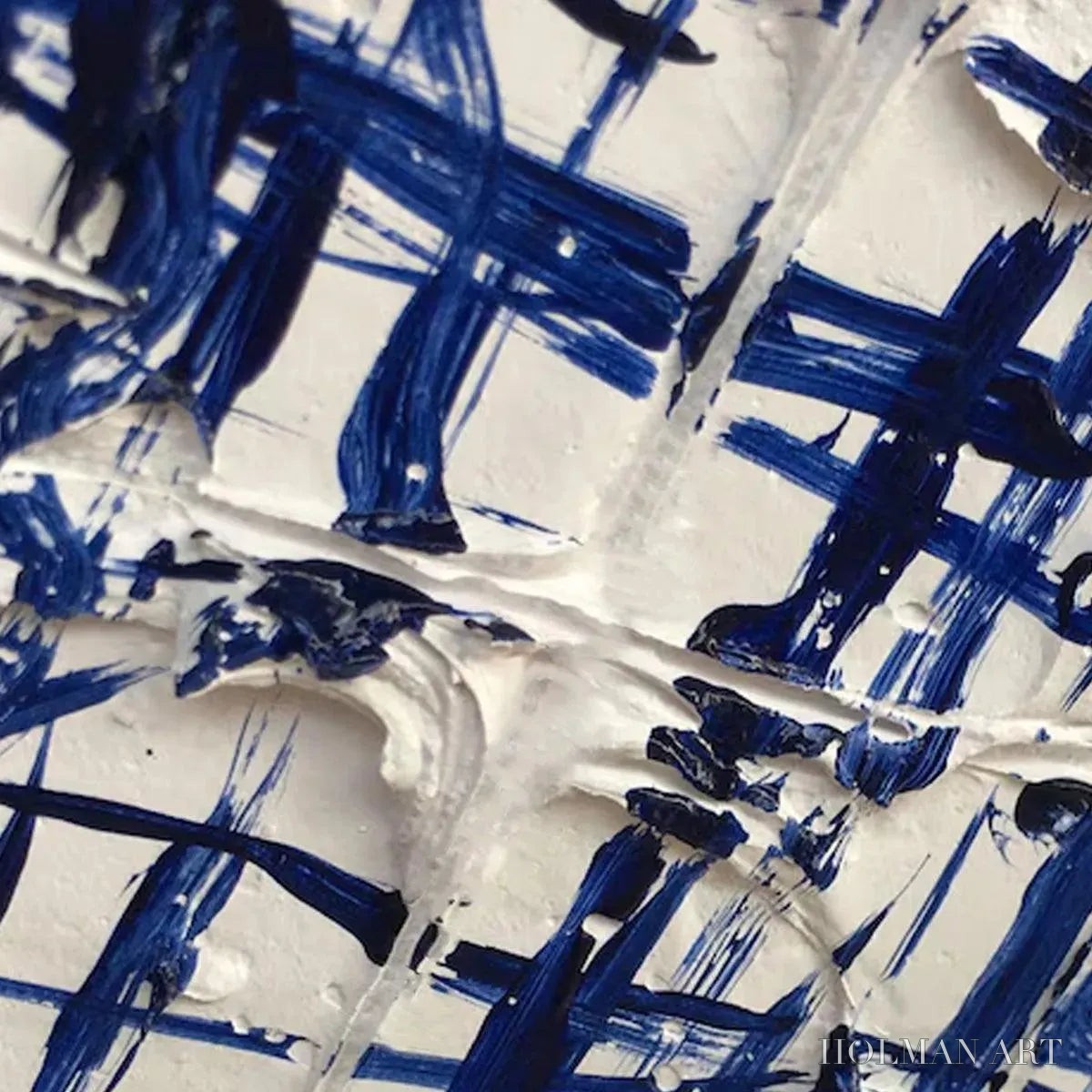HOLMAN ART Blue Weave – Textured Abstract Painting in Blue and White - image 3