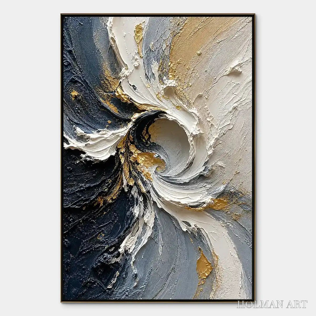 HOLMAN ART Spiral Light – White Gold Spiral Texture Abstract - image 1
