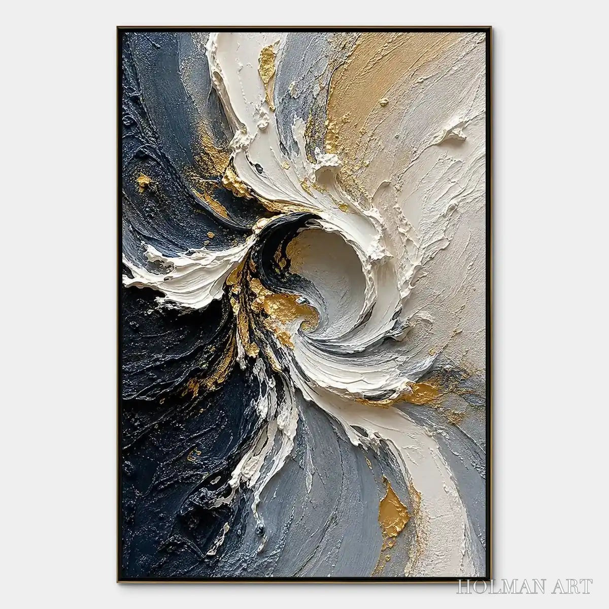 HOLMAN ART Spiral Light – White Gold Spiral Texture Abstract - image 1