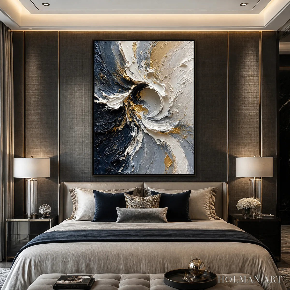 HOLMAN ART Spiral Light – White Gold Spiral Texture Abstract - image 5