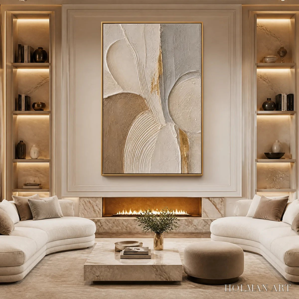 HOLMAN ART Sculpted Quiet – Neutral Sculpted Relief Abstract - image 2