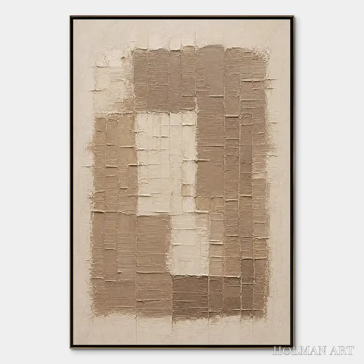HOLMAN ART Carved Sand – Beige Relief Texture Vertical Painting - image 1