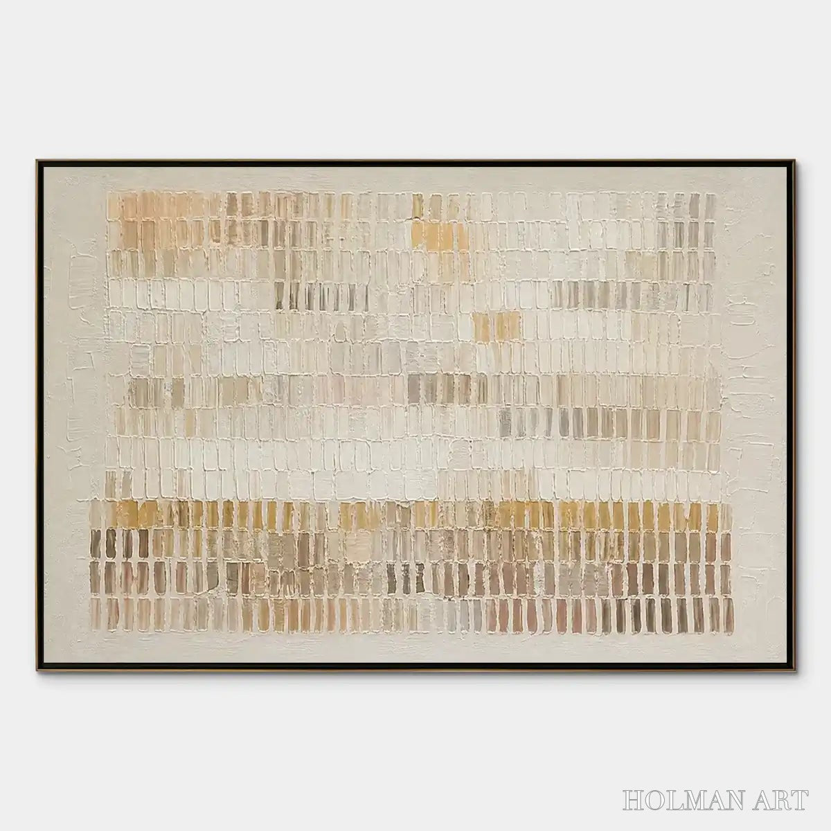 HOLMAN ART Sandline Horizon – Beige Linear Texture Horizontal Abstract - image 1