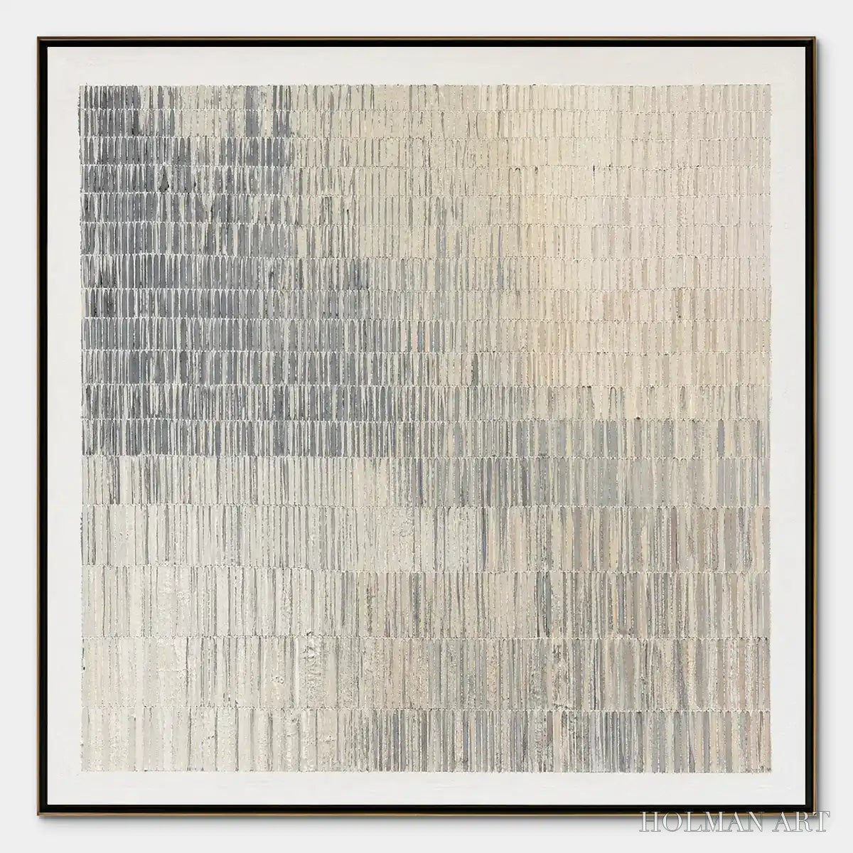 HOLMAN ART Grey Line Calm – Grey White Linear Texture Abstract - image 1