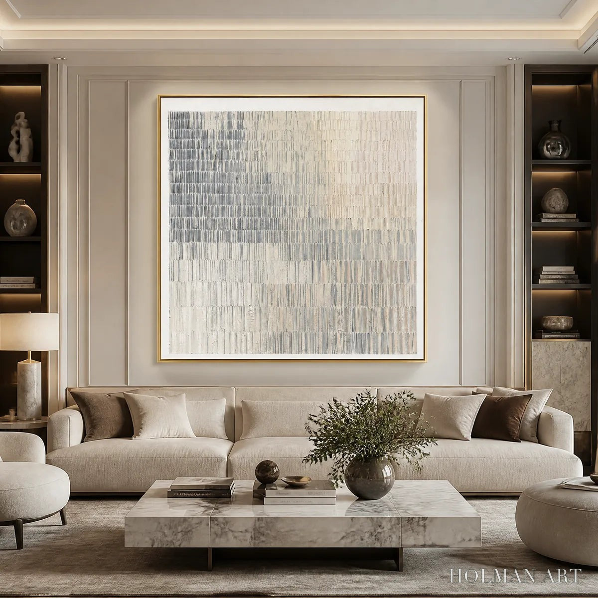 HOLMAN ART Grey Line Calm – Grey White Linear Texture Abstract - image 2