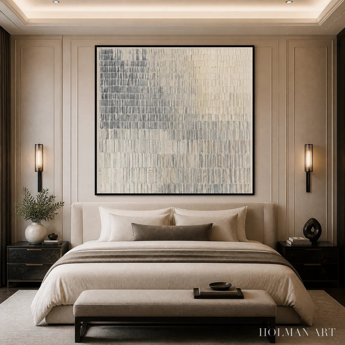 HOLMAN ART Grey Line Calm – Grey White Linear Texture Abstract - image 5