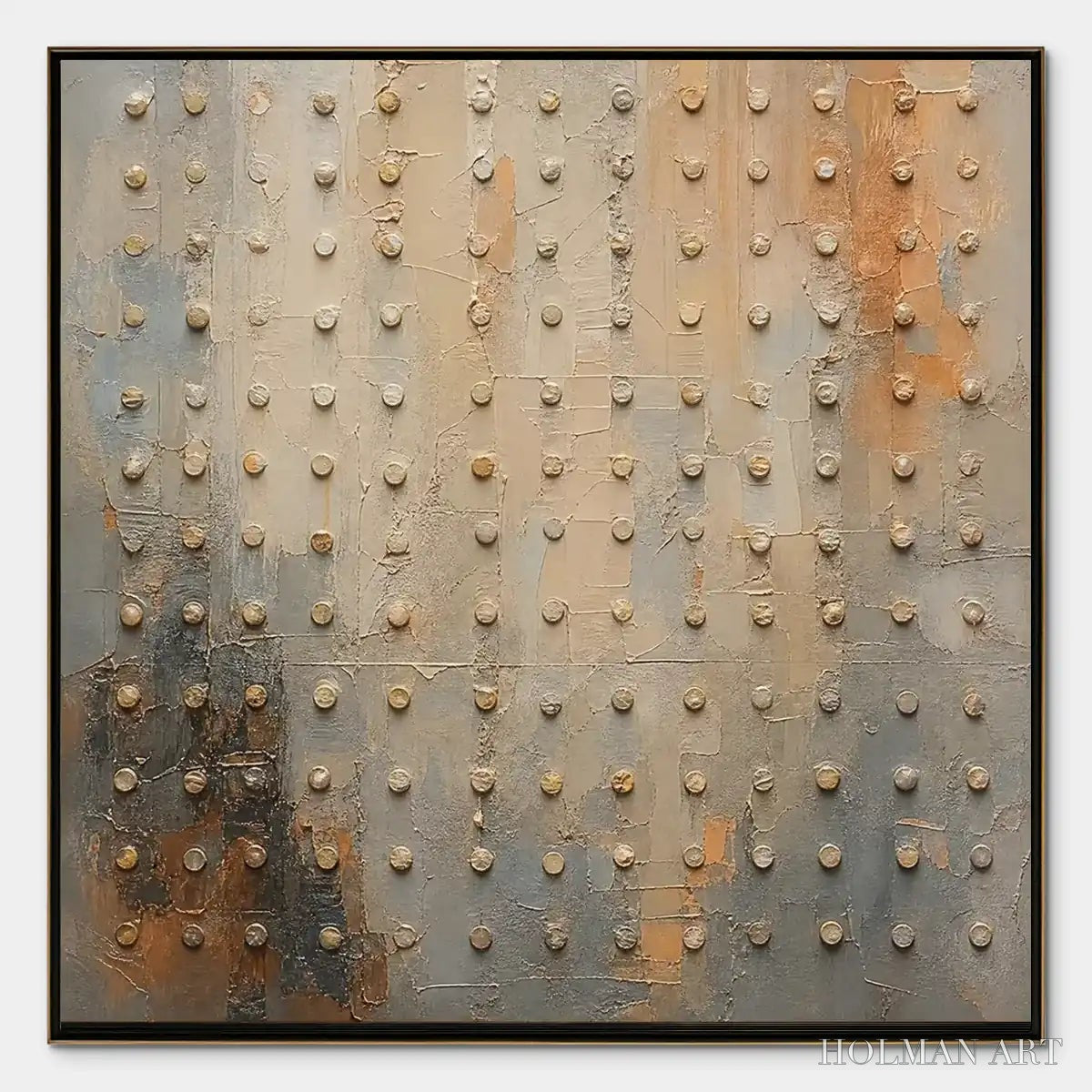 HOLMAN ART Sand Pearl Rhythm – Neutral Beaded Texture Abstract - image 1