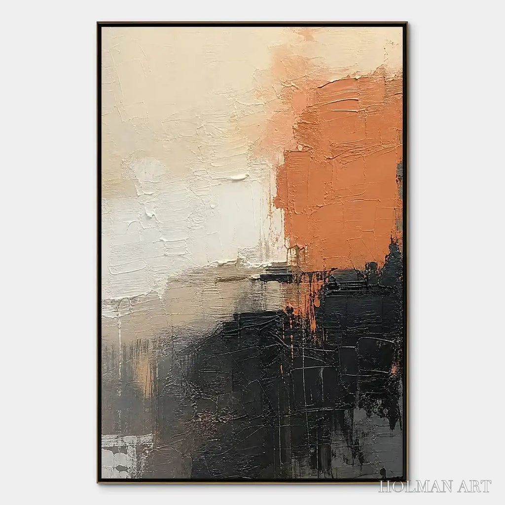 HOLMAN ART Coral Shadow – Coral Black Neutral Abstract - image 1
