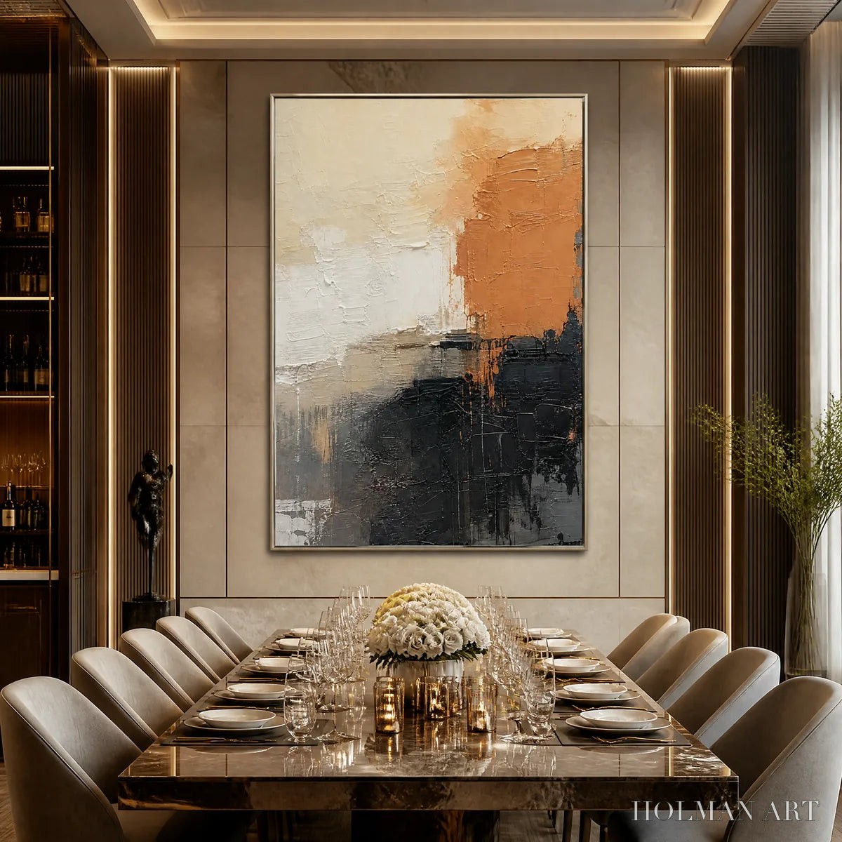 HOLMAN ART Coral Shadow – Coral Black Neutral Abstract - image 2