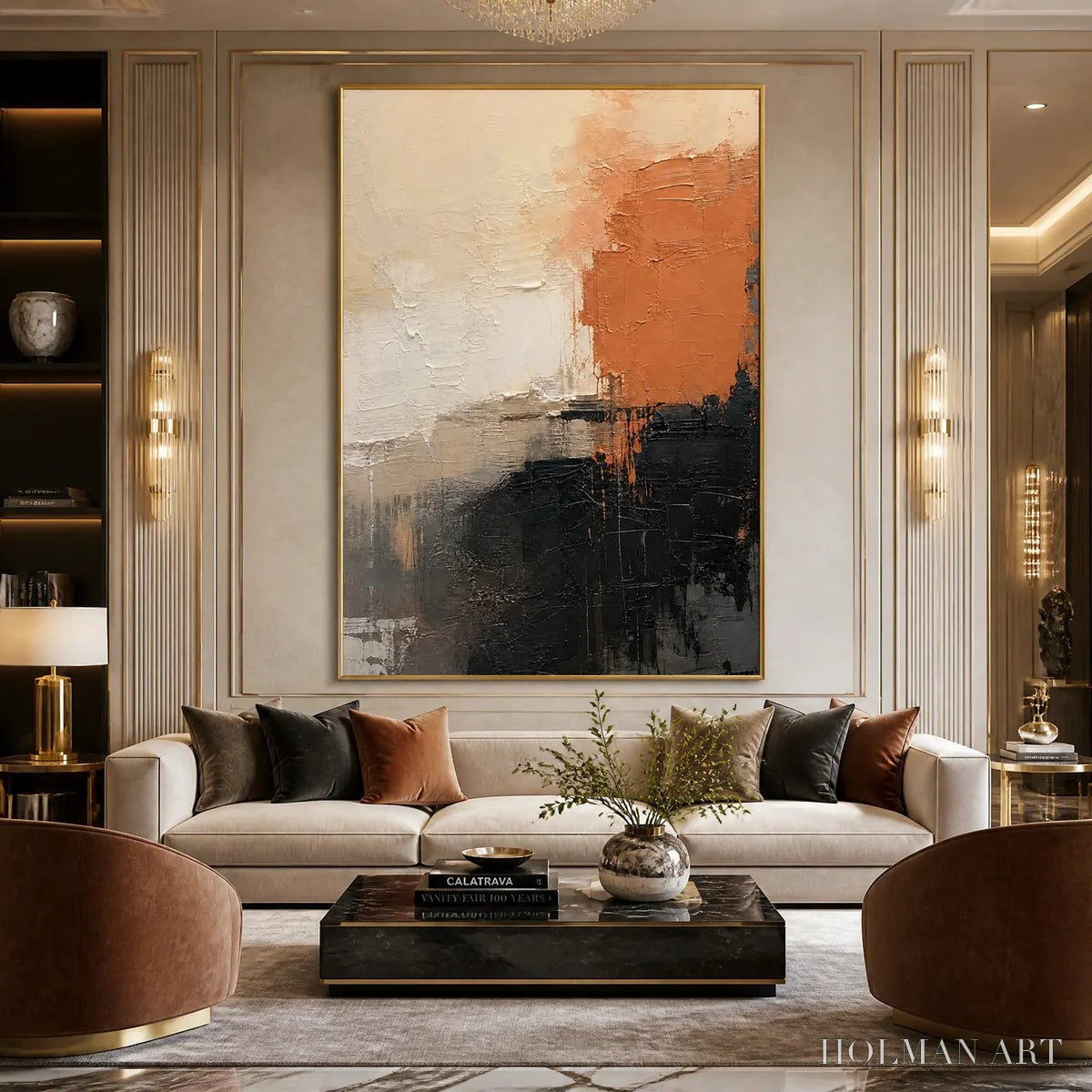 HOLMAN ART Coral Shadow – Coral Black Neutral Abstract - image 5