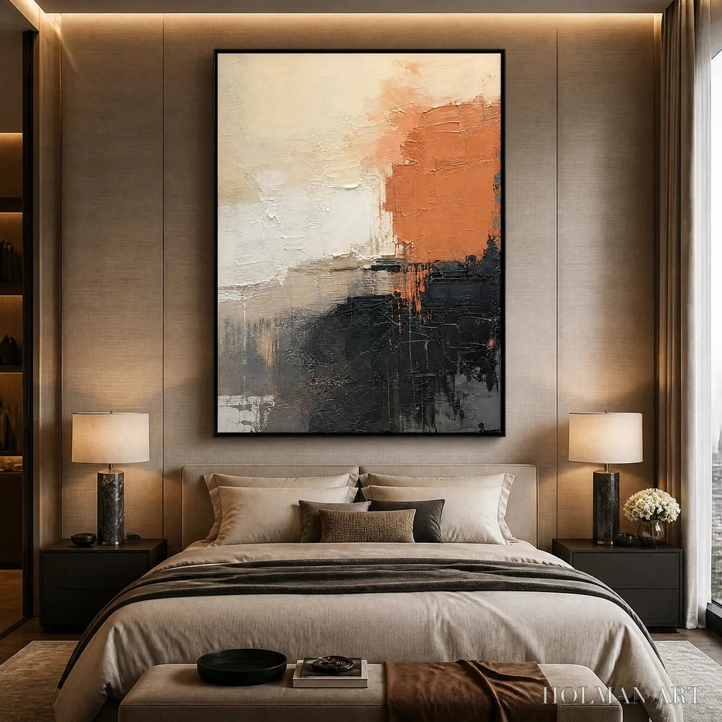HOLMAN ART Coral Shadow – Coral Black Neutral Abstract - image 6