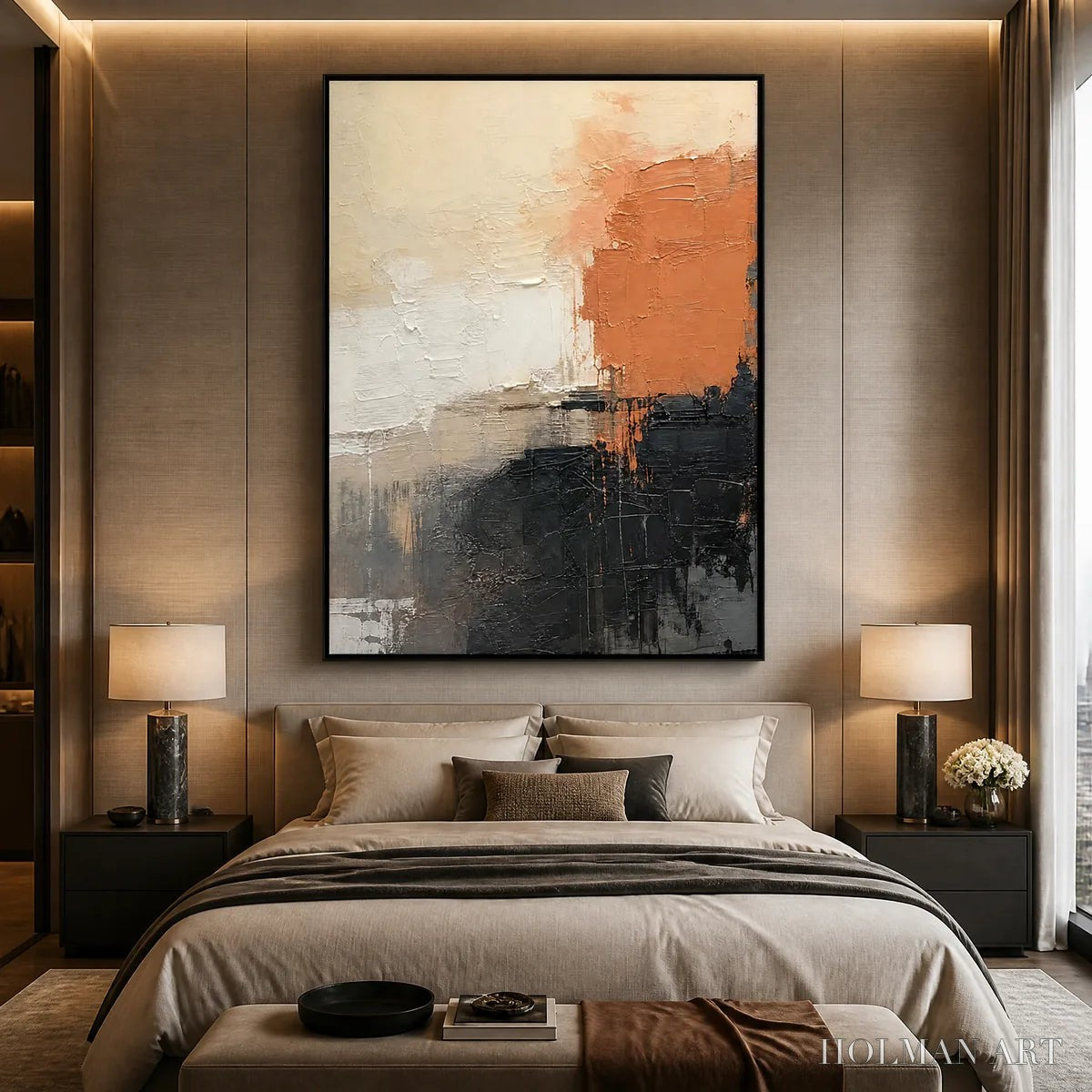 HOLMAN ART Coral Shadow – Coral Black Neutral Abstract - image 6
