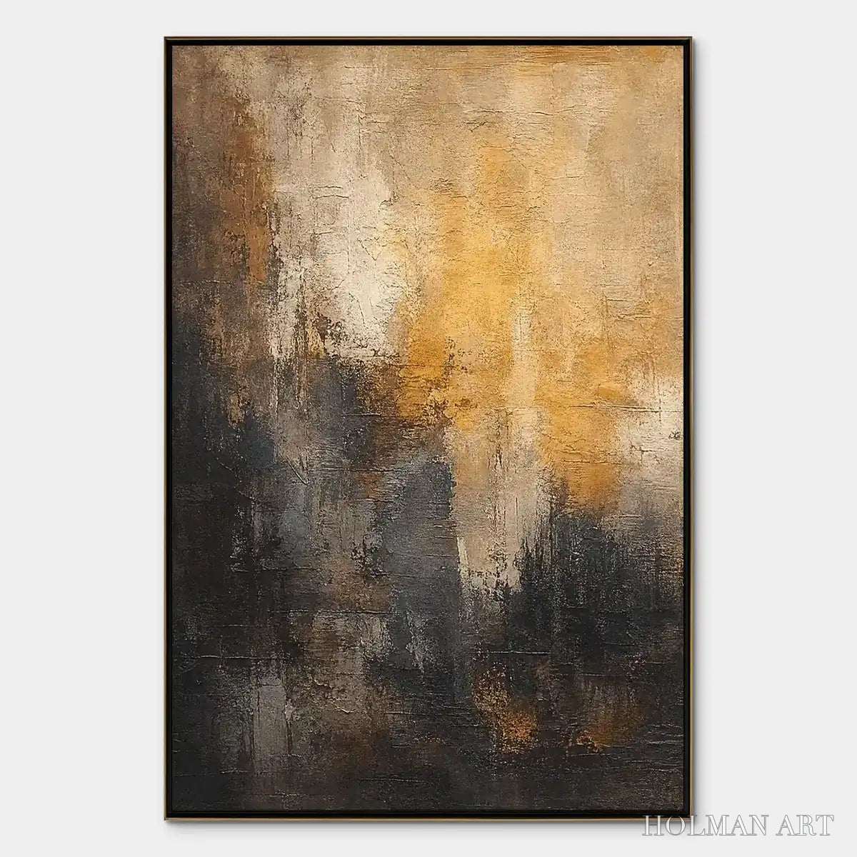 HOLMAN ART Dark Ember Rise – Dark Gold Vertical Abstract - image 1