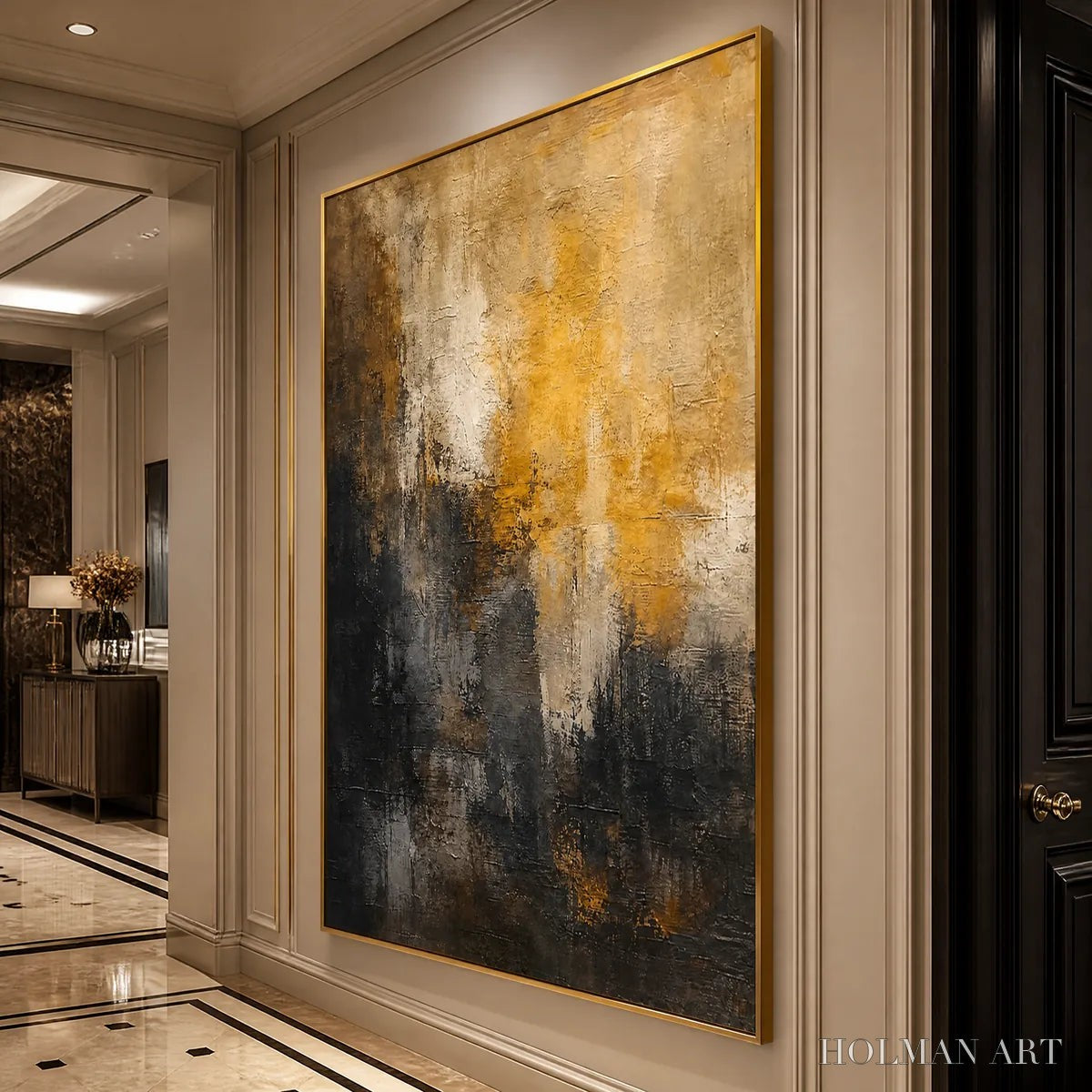 HOLMAN ART Dark Ember Rise – Dark Gold Vertical Abstract - image 4