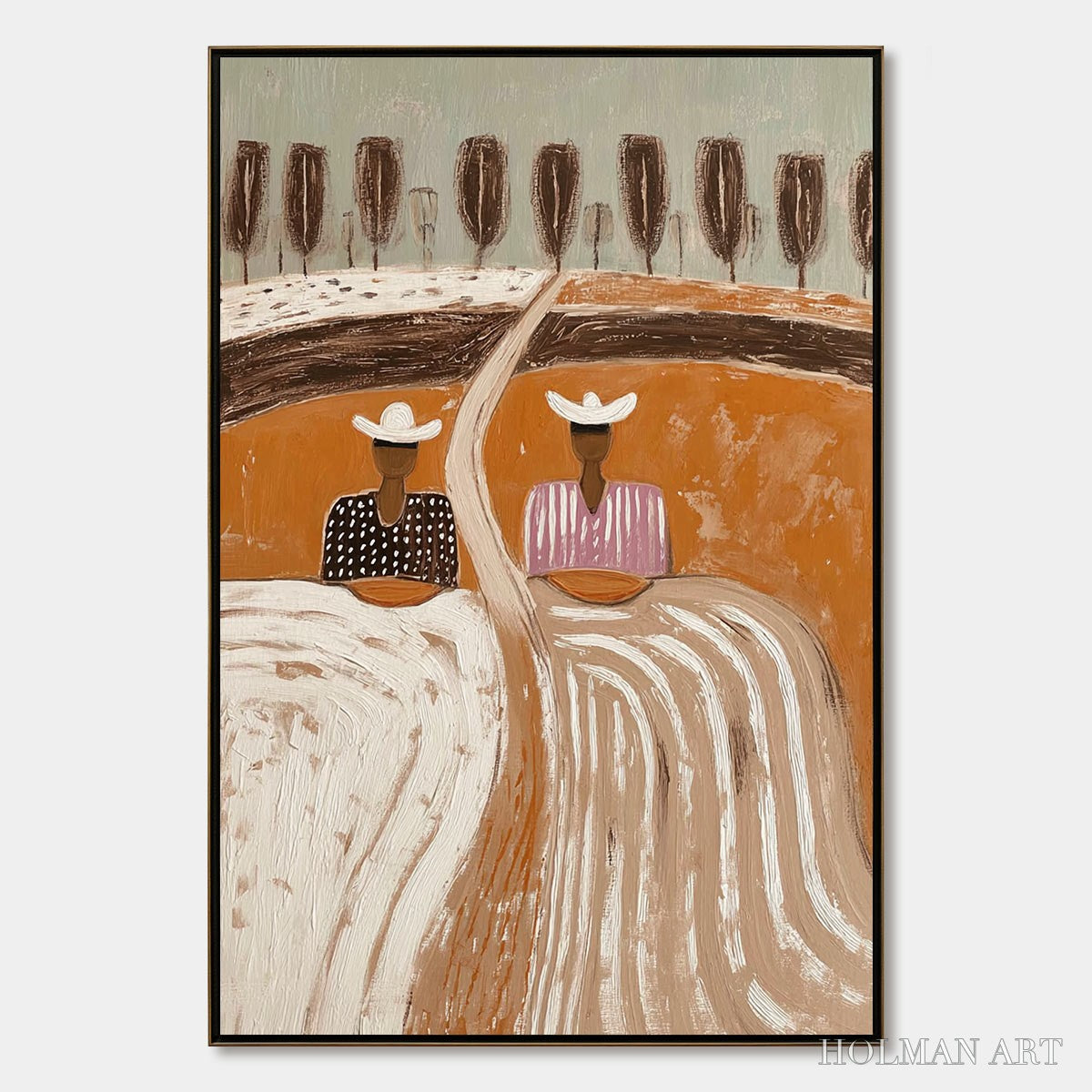 HOLMAN ART Sisters of the Soil – Textured Boho Folk Art Painting with Earthy Tones - image 1