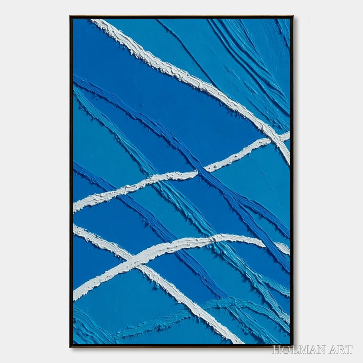 HOLMAN ART Aegean Tides – Large Textured Blue and White Abstract Impasto Painting - image 1