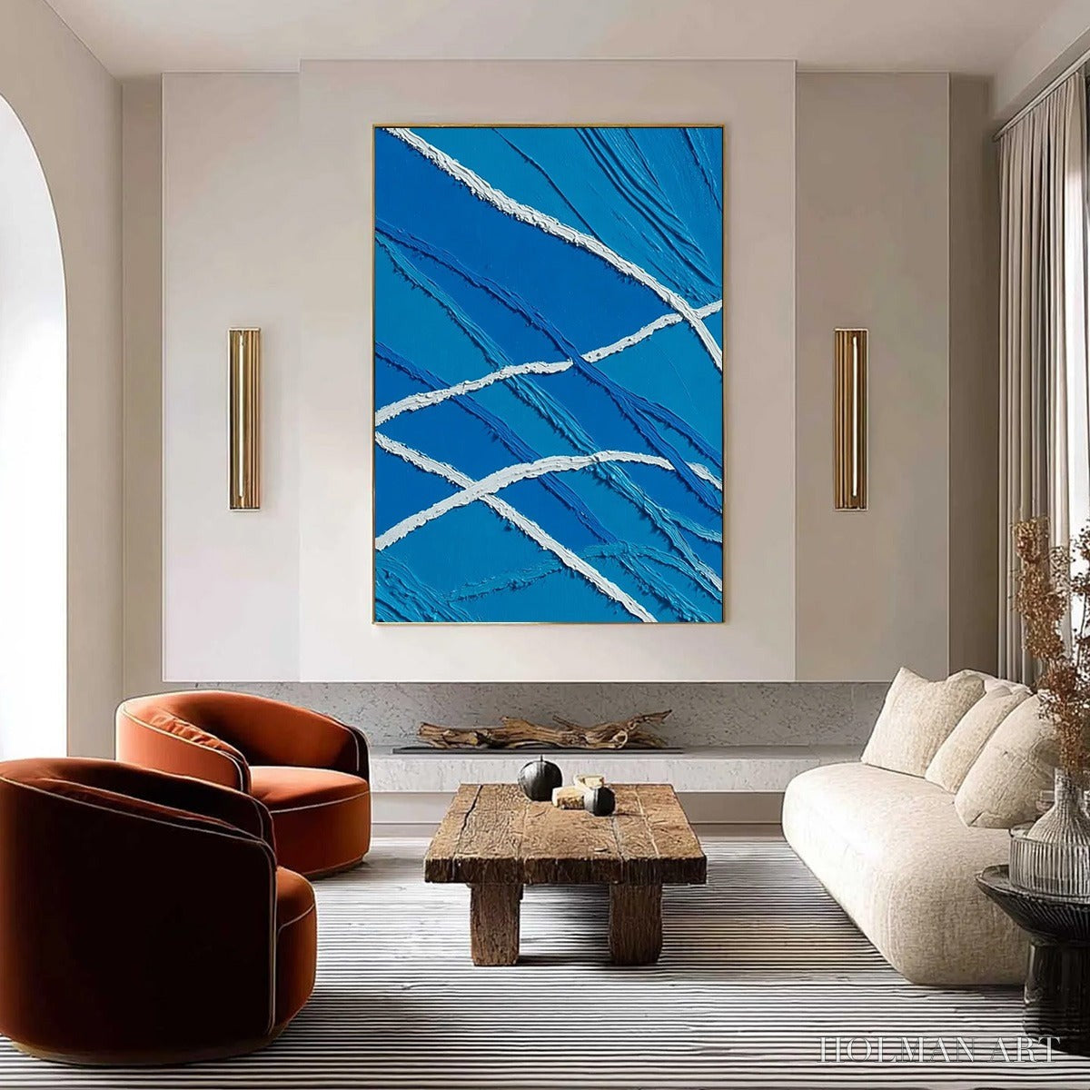 HOLMAN ART Aegean Tides – Large Textured Blue and White Abstract Impasto Painting - image 2