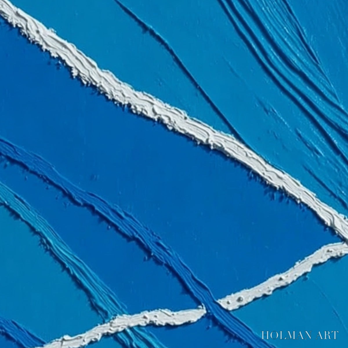 HOLMAN ART Aegean Tides – Large Textured Blue and White Abstract Impasto Painting - image 3
