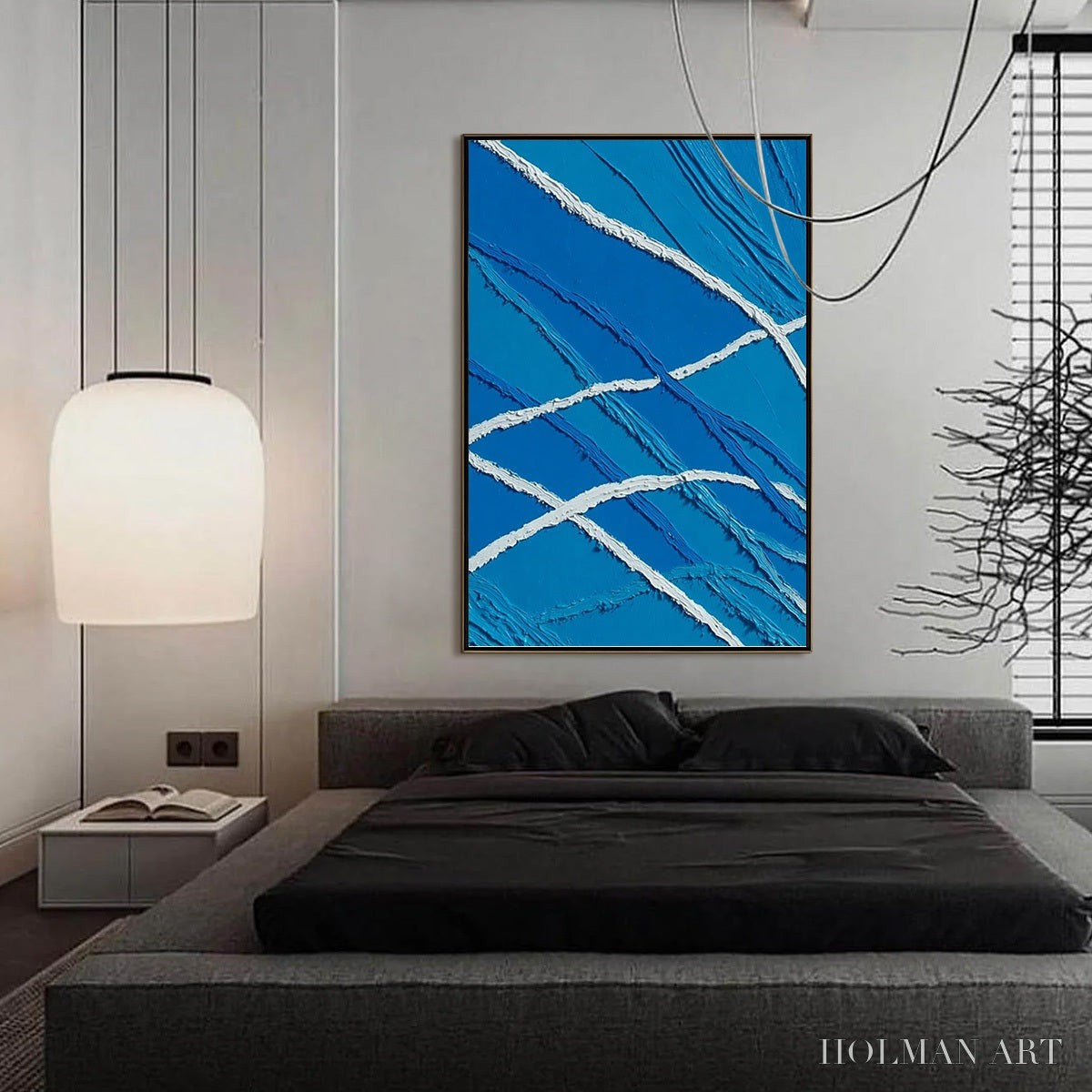 HOLMAN ART Aegean Tides – Large Textured Blue and White Abstract Impasto Painting - image 4