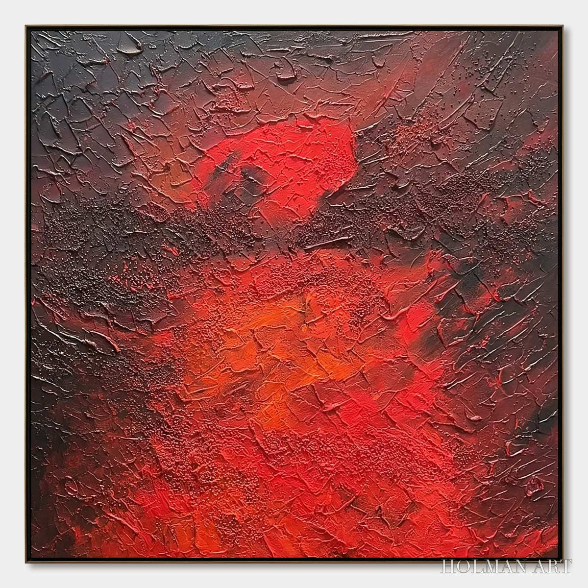 HOLMAN ART Inferno – Large Textured Red and Black Abstract Impasto Painting - image 1