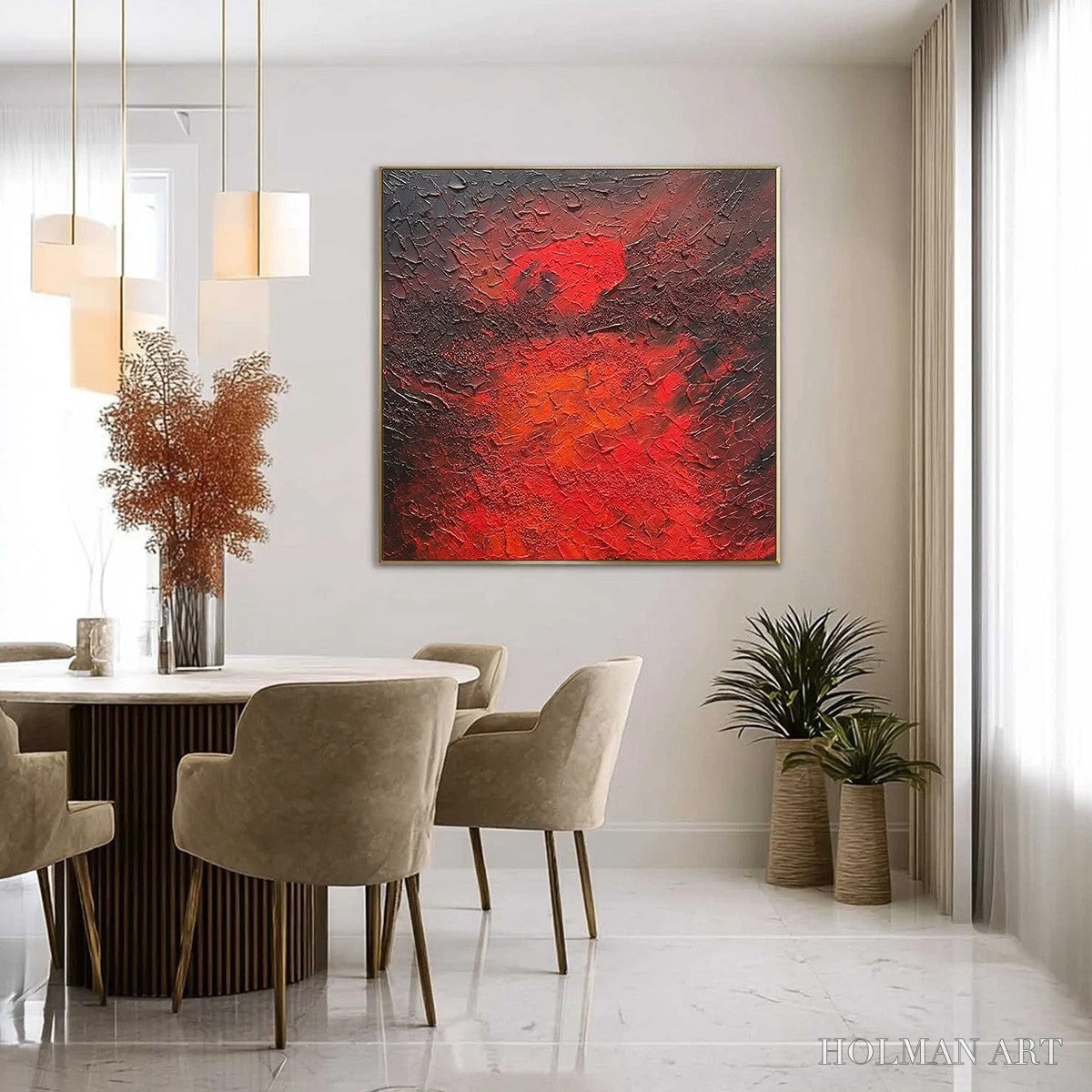 HOLMAN ART Inferno – Large Textured Red and Black Abstract Impasto Painting - image 2