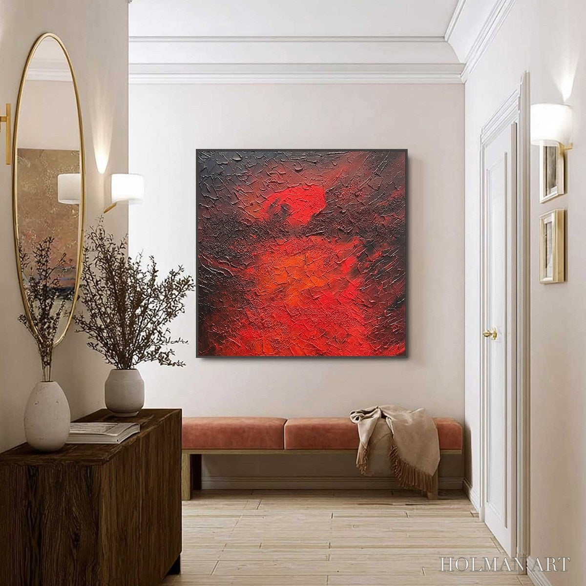 HOLMAN ART Inferno – Large Textured Red and Black Abstract Impasto Painting - image 4