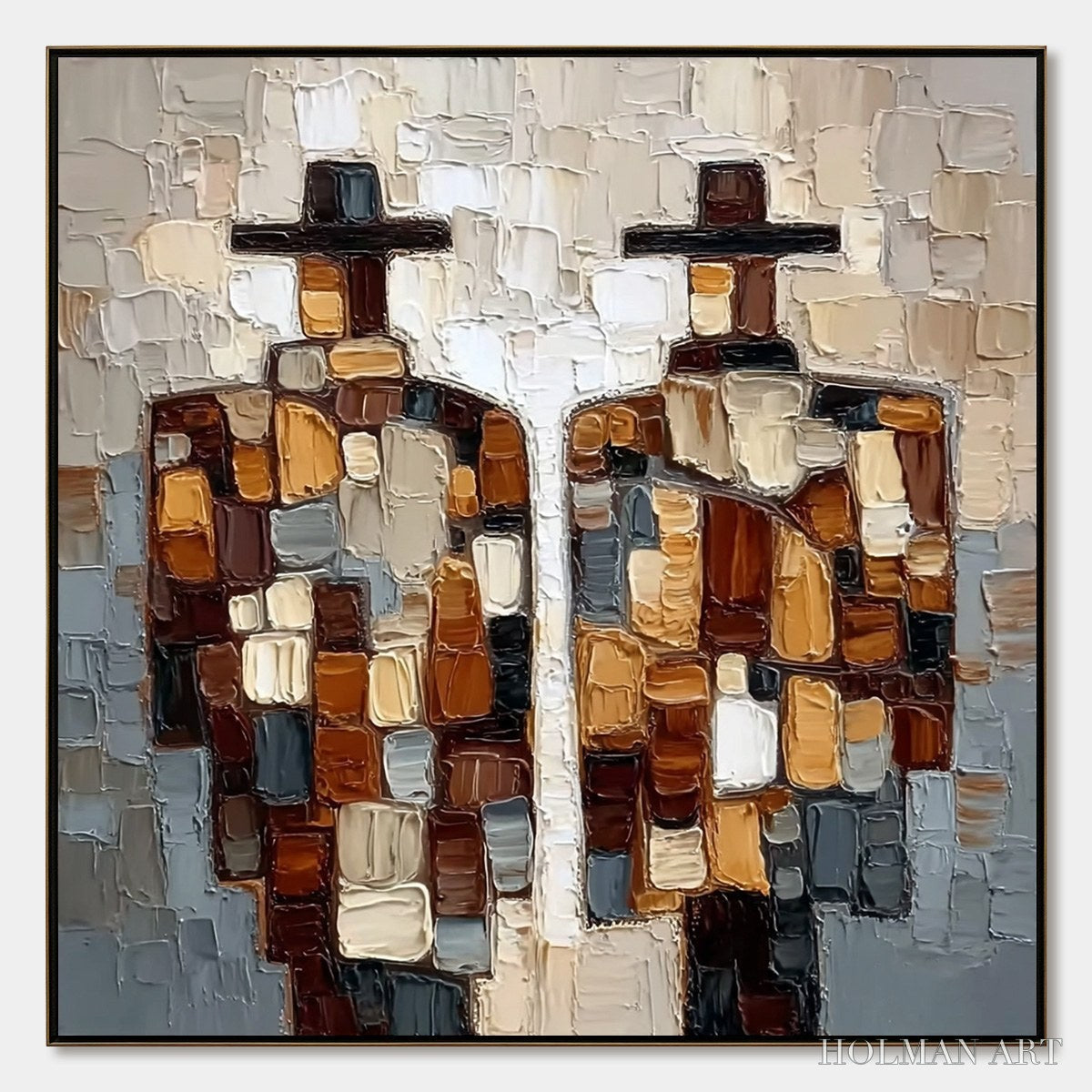 HOLMAN ART the Companions – Textured Impasto Abstract Figures Painting - image 1
