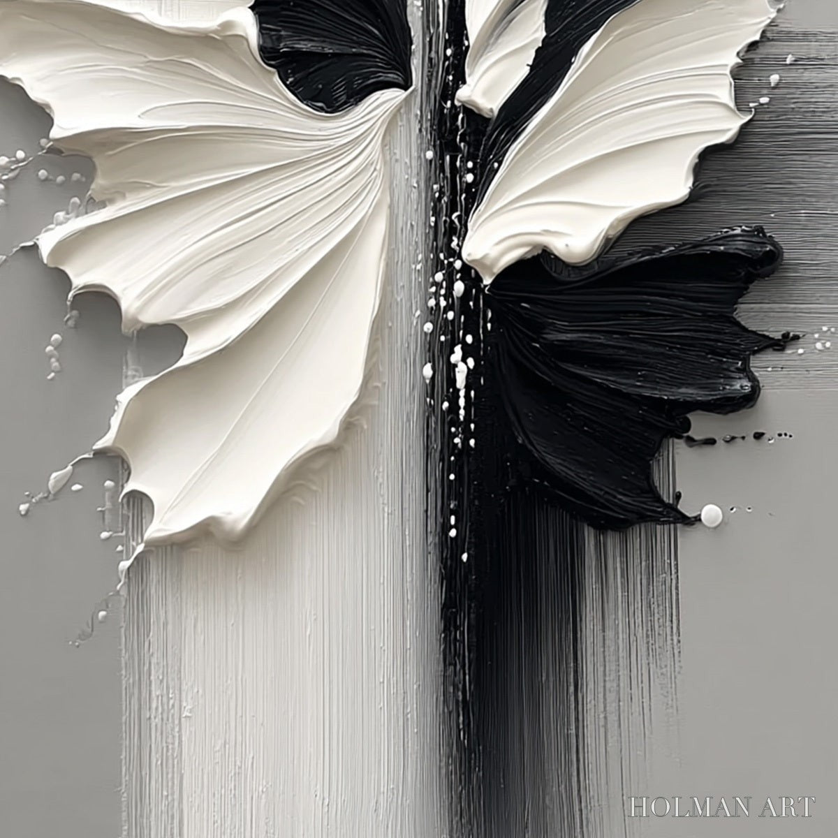 HOLMAN ART Metamorphosis – Textured Abstract Butterfly Painting in Black and White - image 5