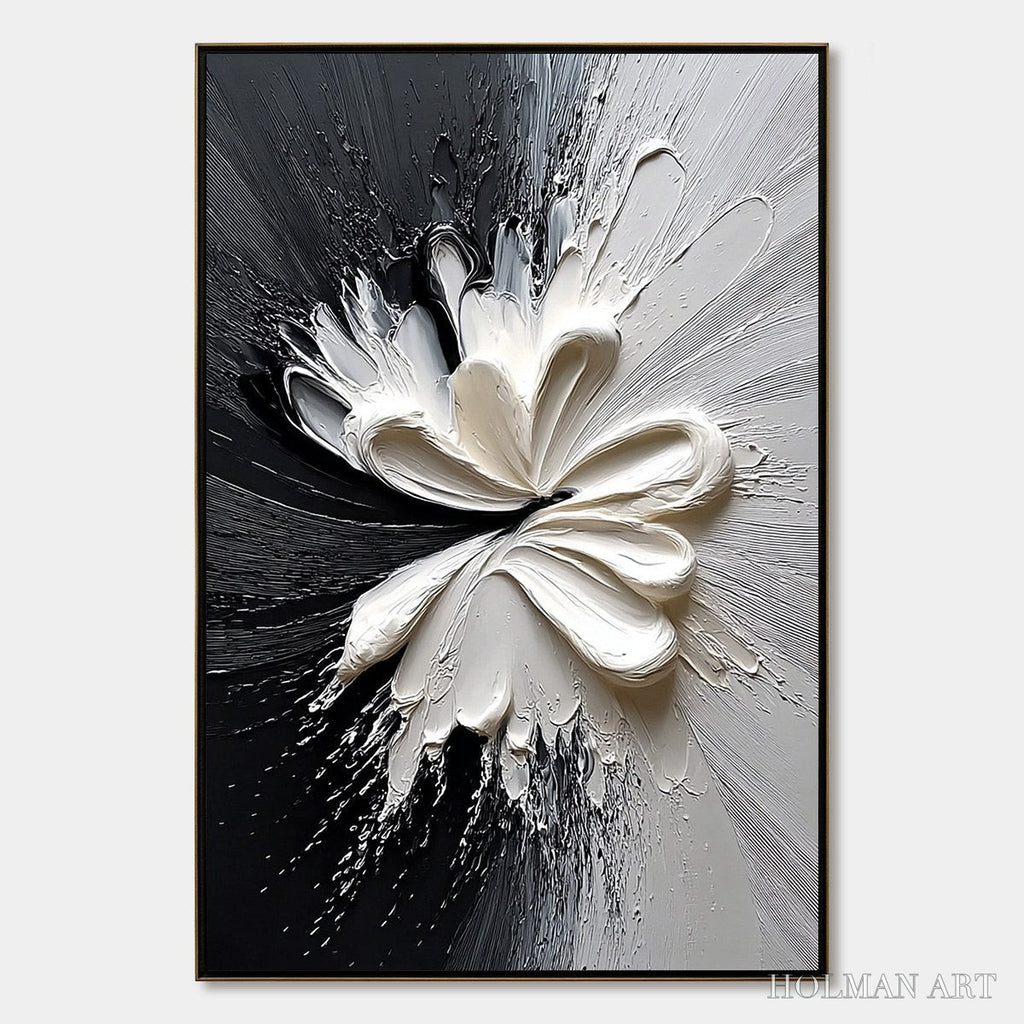 HOLMAN ART Genesis – Black and White Textured Abstract Impasto Painting - image 1