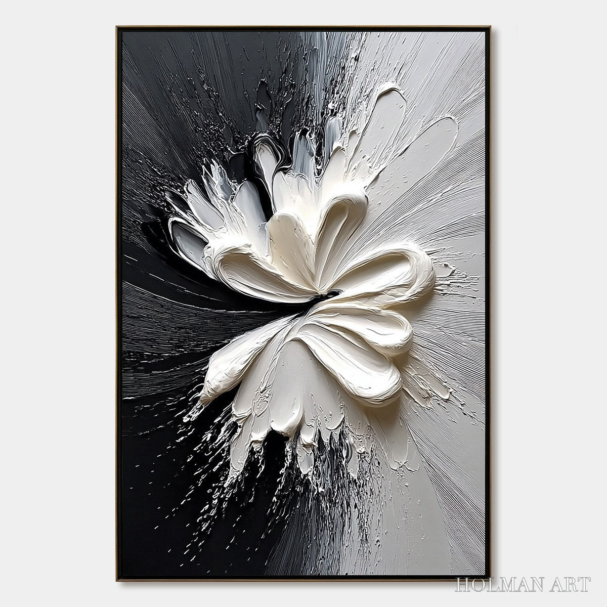 HOLMAN ART Genesis – Black and White Textured Abstract Impasto Painting - image 1