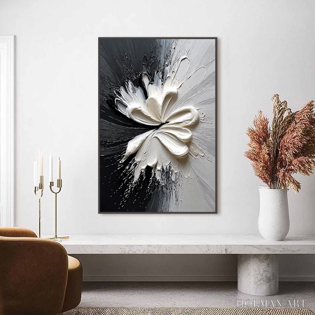 HOLMAN ART Genesis – Black and White Textured Abstract Impasto Painting - image 2