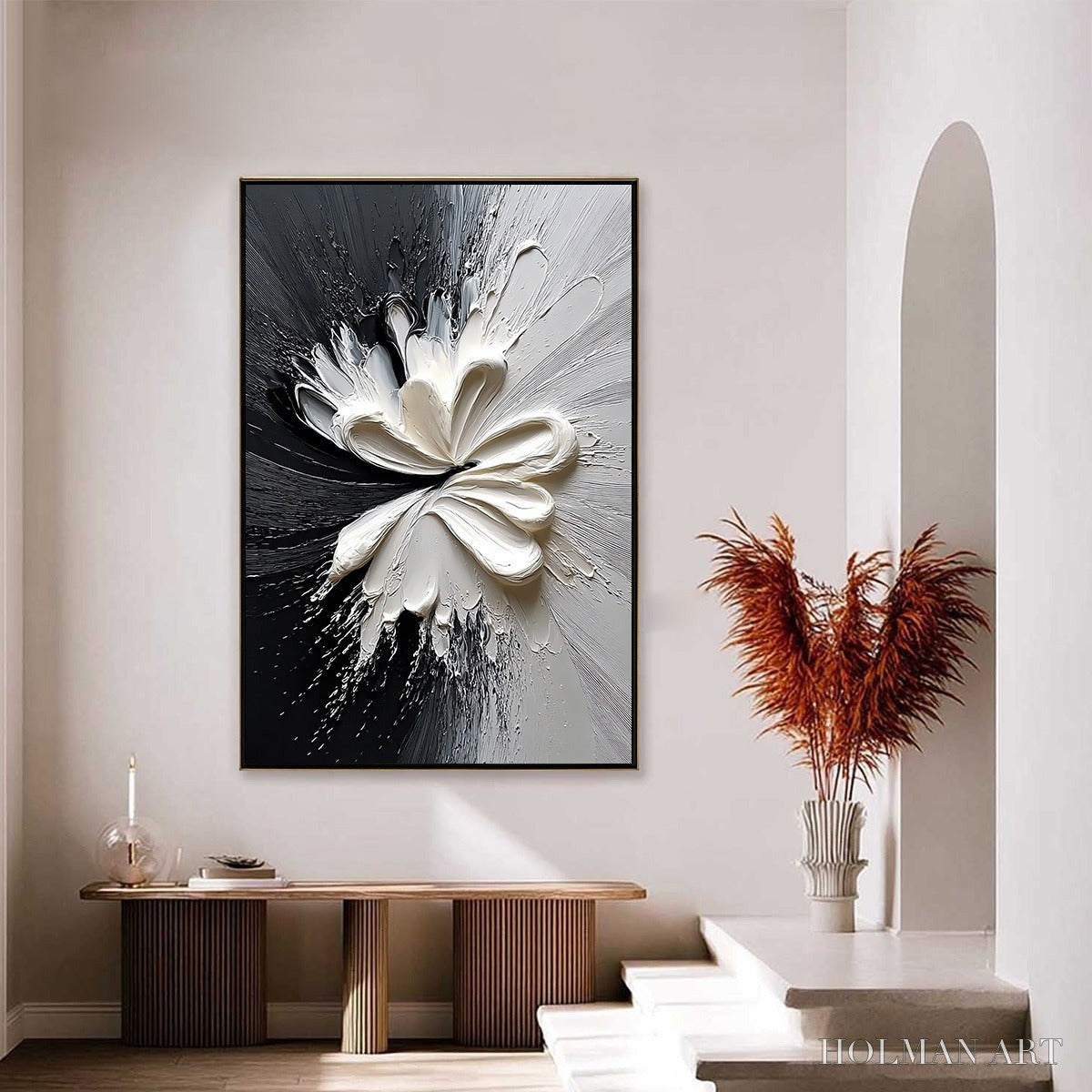 HOLMAN ART Genesis – Black and White Textured Abstract Impasto Painting - image 4