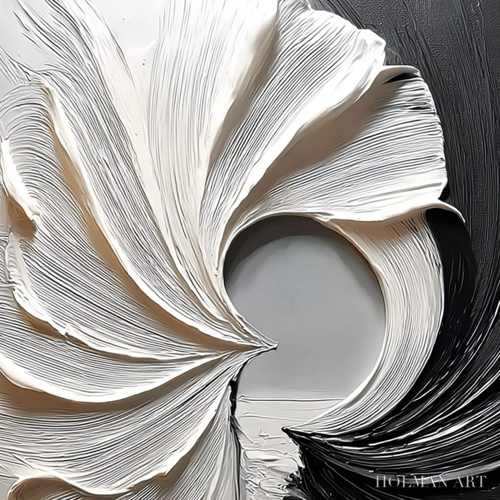 HOLMAN ART Convergence – Textured Black and White Abstract Impasto Painting - image 3