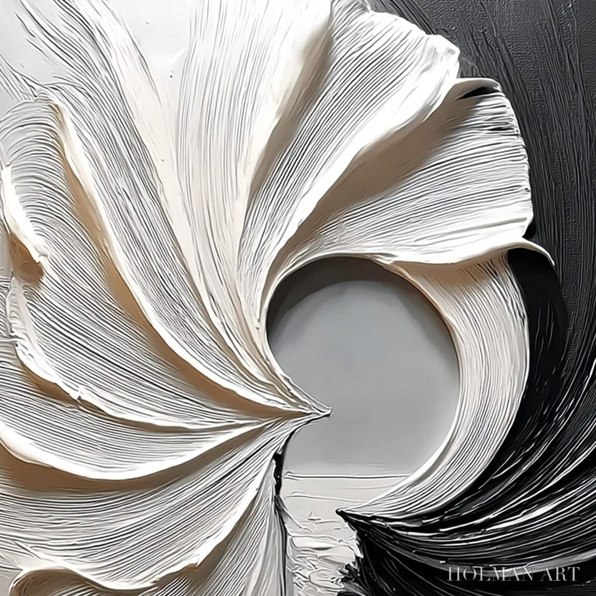 HOLMAN ART Convergence – Textured Black and White Abstract Impasto Painting - image 3
