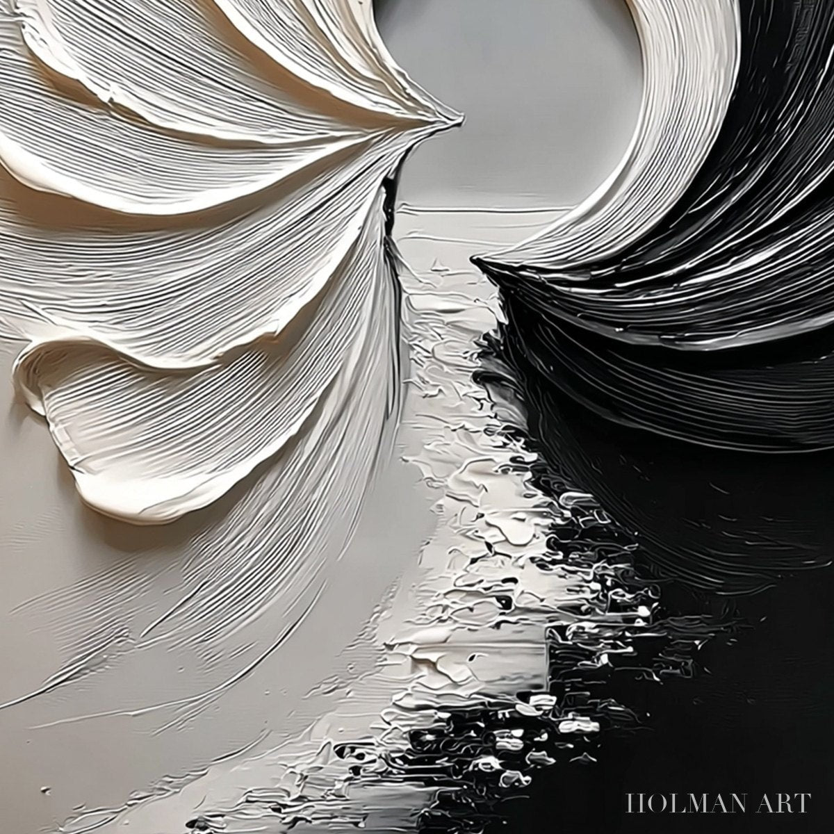 HOLMAN ART Convergence – Textured Black and White Abstract Impasto Painting - image 6