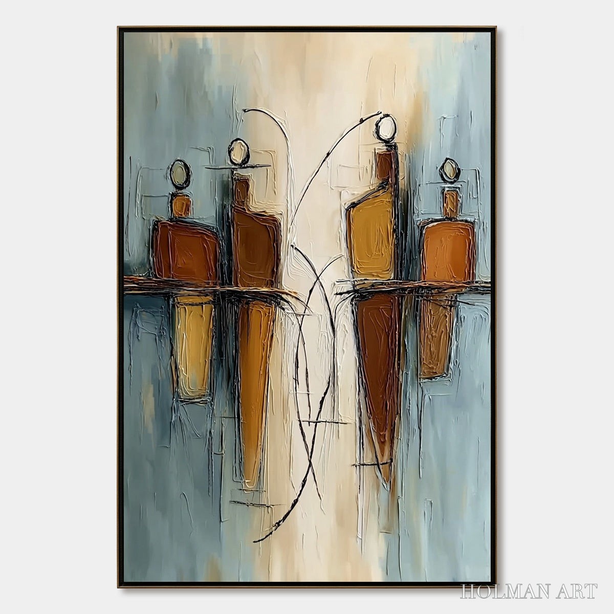 HOLMAN ART Convergence – Vertical Textured Abstract Oil Painting for Walls - image 1