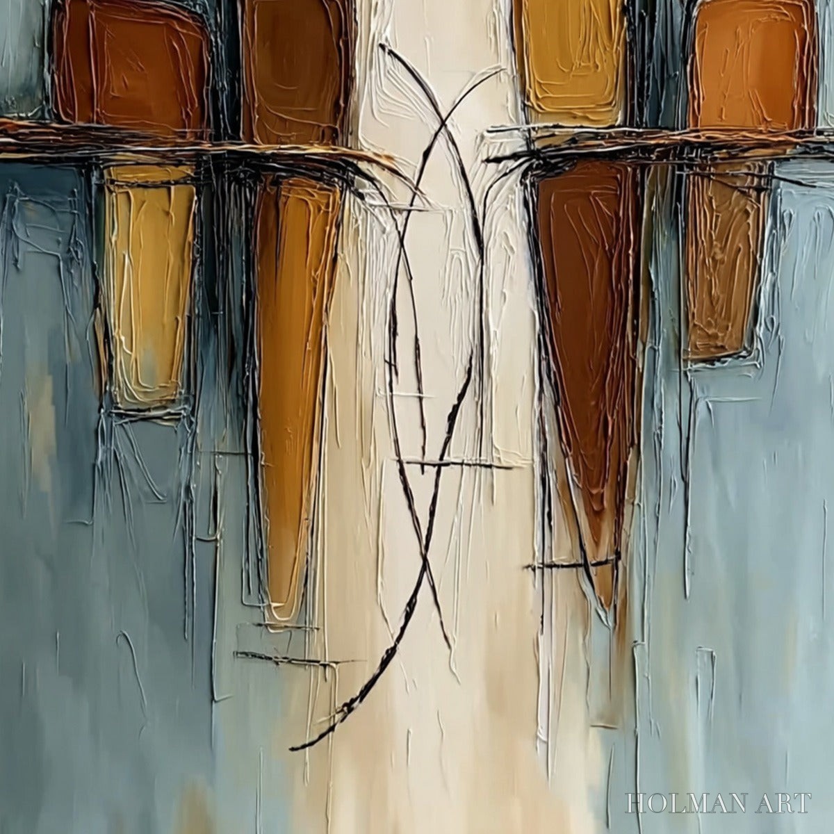 HOLMAN ART Convergence – Vertical Textured Abstract Oil Painting for Walls - image 5