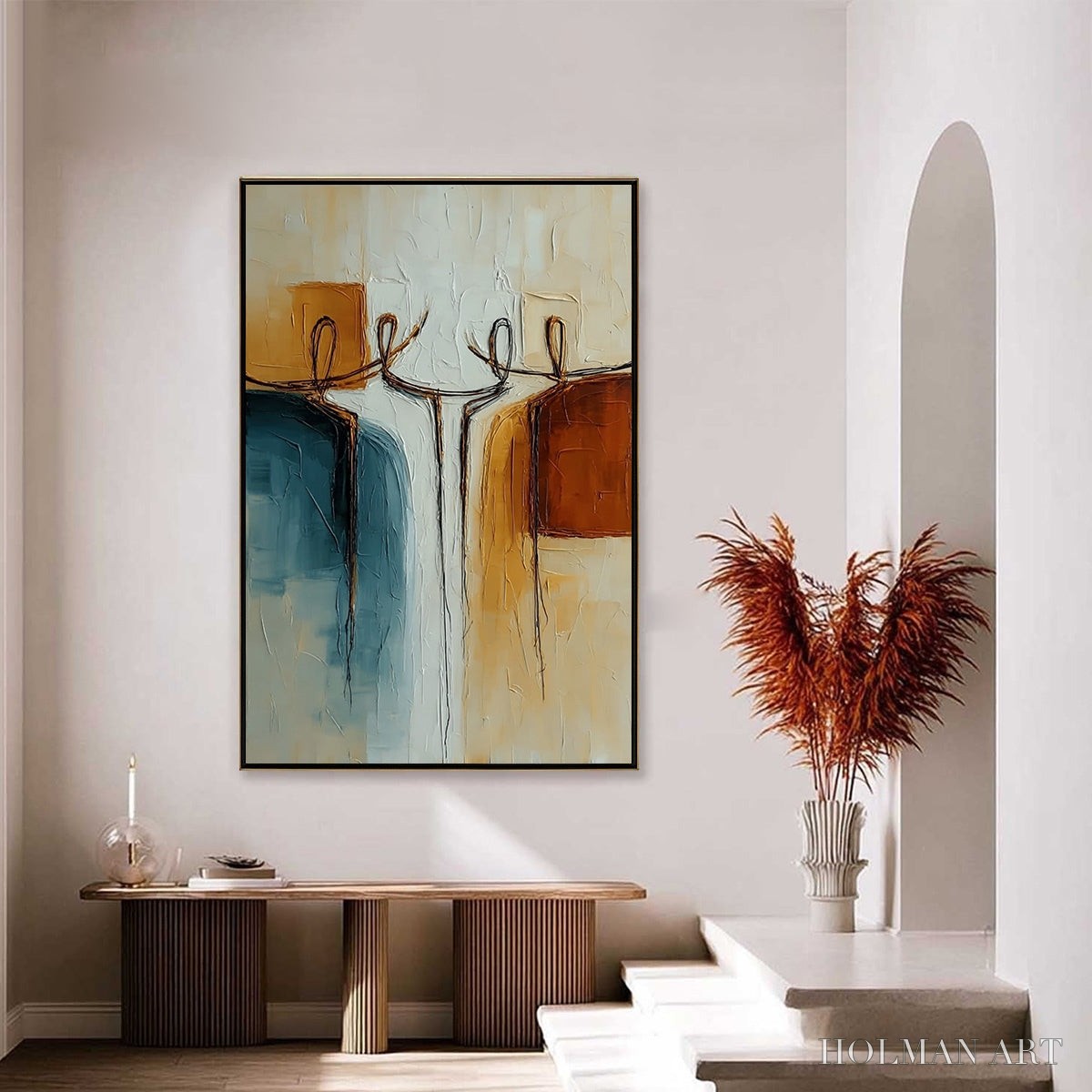 HOLMAN ART Unity – Textured Abstract Painting of Connected Figures - image 4