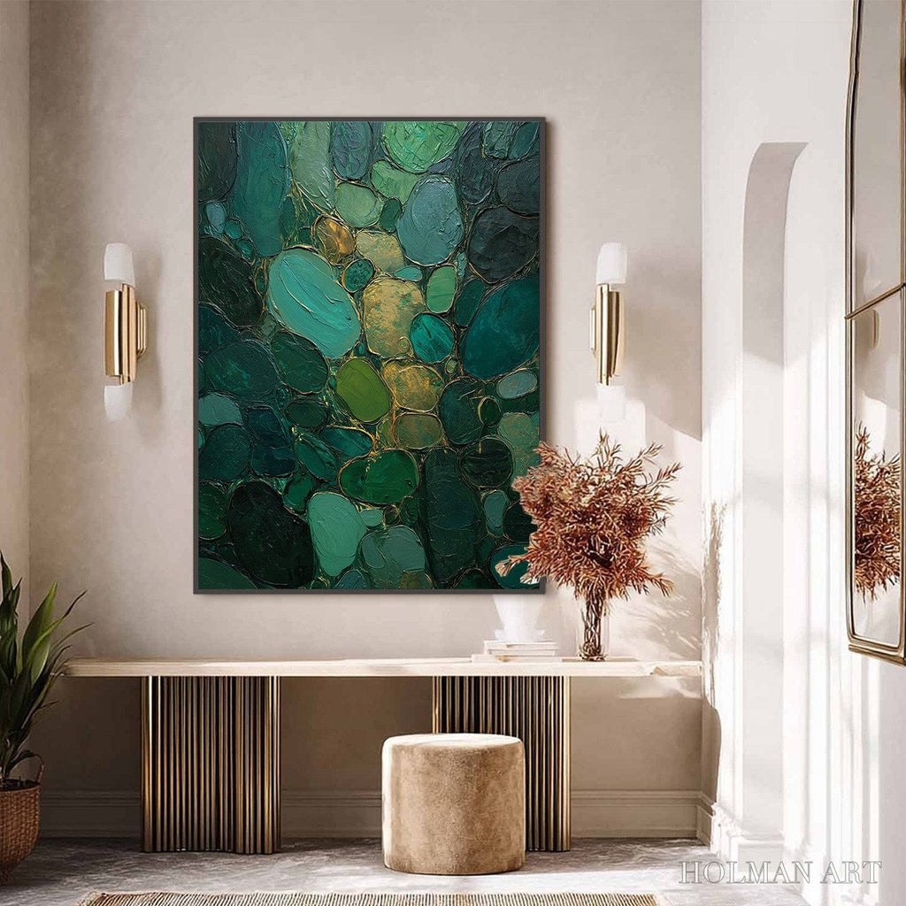 HOLMAN ART Emerald Riverbed Green Gold Textured Abstract Oil Painting - image 6