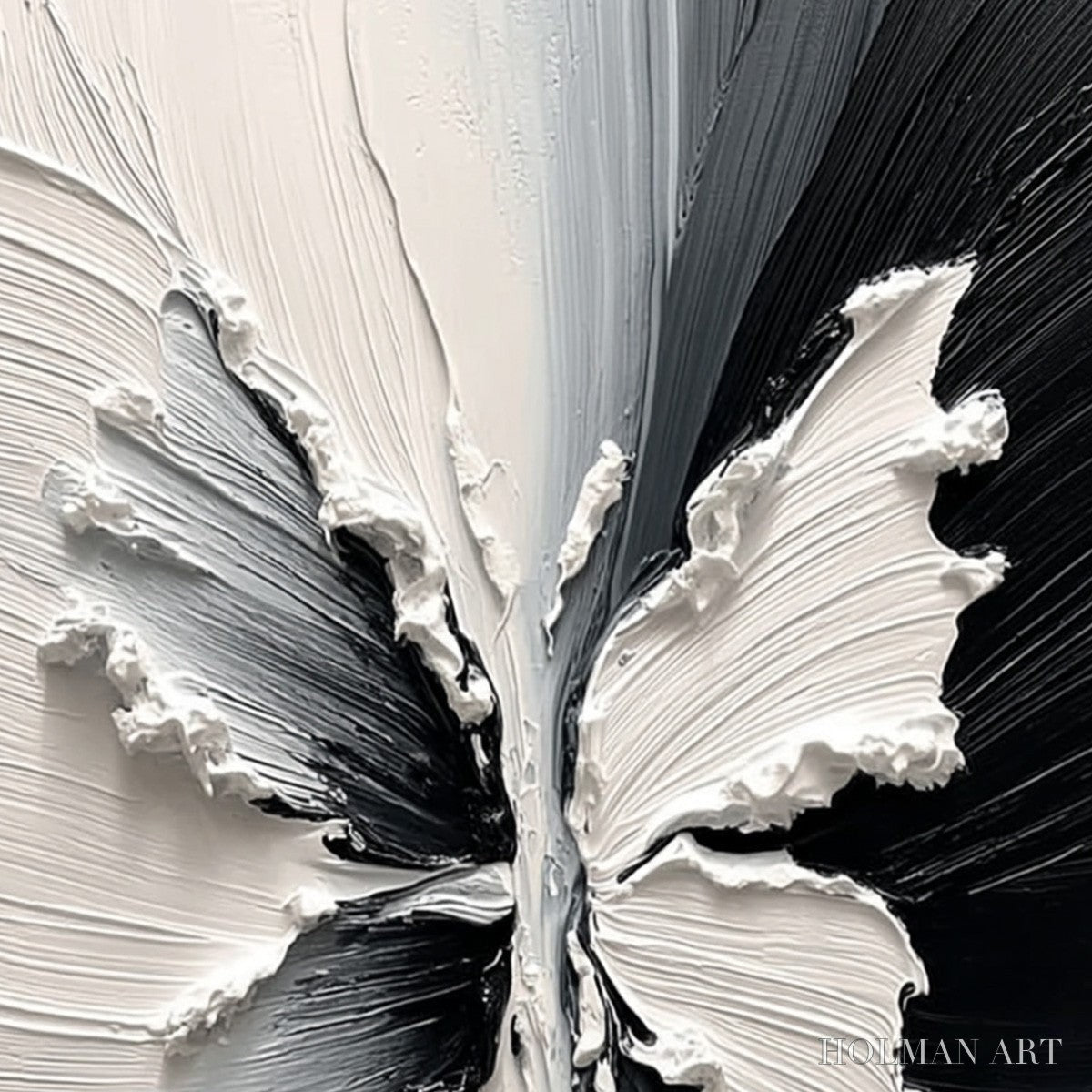 HOLMAN ART Metamorphosis – Heavy Texture Black and White Butterfly Painting - image 5