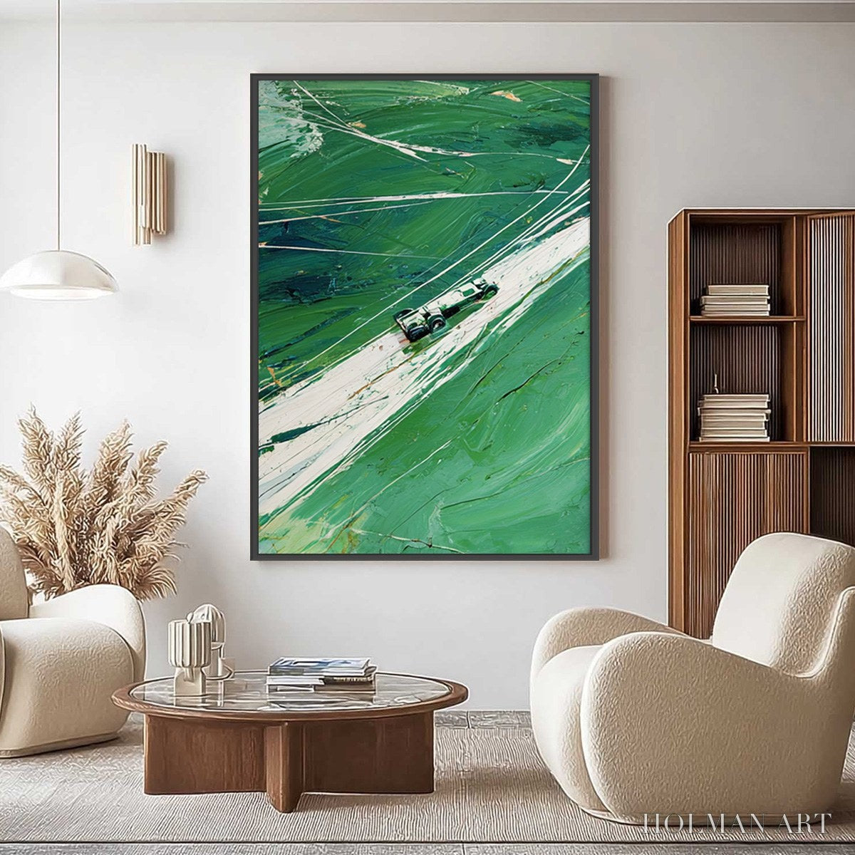 HOLMAN ART Verdant Velocity – Textured Impasto Painting of a Vintage Racing Car - image 2