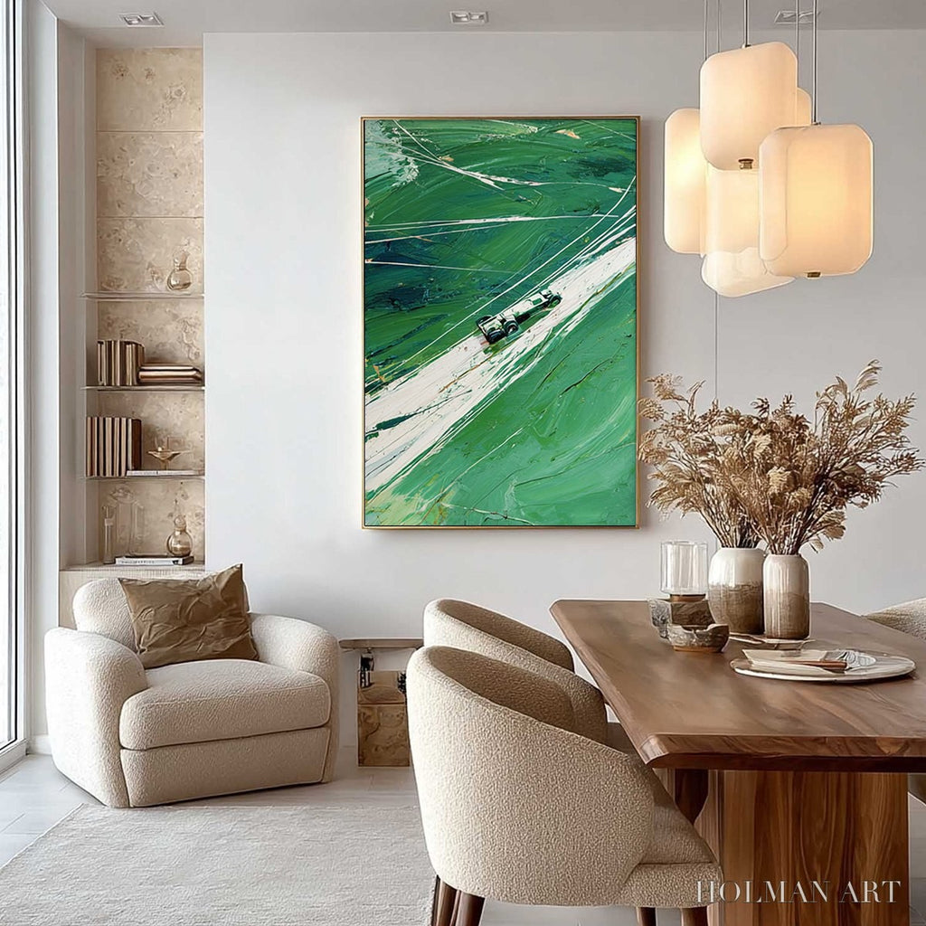 HOLMAN ART Verdant Velocity – Textured Impasto Painting of a Vintage Racing Car - image 4