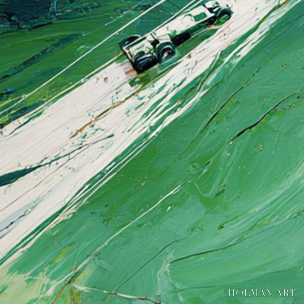 HOLMAN ART Verdant Velocity – Textured Impasto Painting of a Vintage Racing Car - image 5
