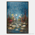 HOLMAN ART Petrichor Blossoms – Textured Impasto Painting of Water Lilies in the Rain - image 1